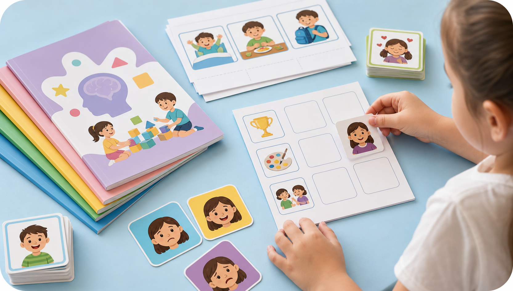 Atividade com cartões de emoções e sequência